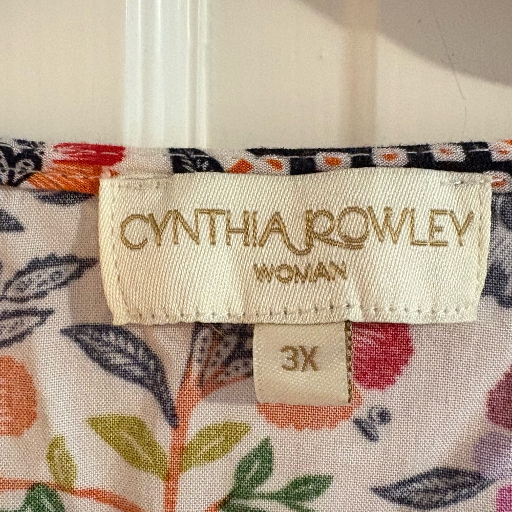 Cynthia Rowley Woman Multicolor Floral Blouse with Flutter sleeves Sz 3X - Picture 3 of 6